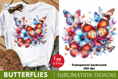 Watercolor Butterflies sublimation print design PNG Product Image 1