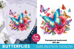 Watercolor Butterflies sublimation print design PNG Product Image 1