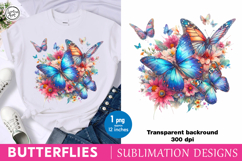 Watercolor Butterflies sublimation print design PNG Product Image 12