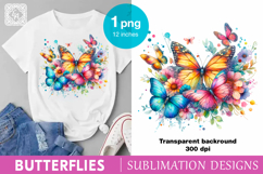 Watercolor Butterflies sublimation print design PNG Product Image 4