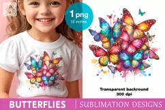 Watercolor Butterflies sublimation print design PNG Product Image 1