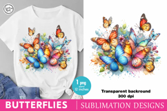 Watercolor Butterflies sublimation print design PNG Product Image 1