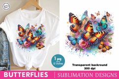Watercolor Butterflies sublimation print design PNG Product Image 11