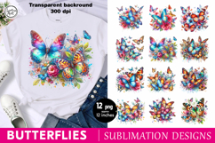 Watercolor Butterflies sublimation print design PNG Product Image 1