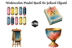 watercolor pastel back to school Png Clipart Product Image 1