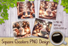Cozy Cocoa Square Coasters Designs Product Image 1