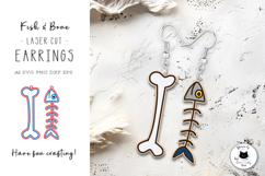 Fish Bone Laser Cut Earrings | Halloween Earrings SVG Product Image 1