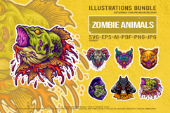 Dark Halloween Cartoon Nightmare Set With Zombie Beasts Product Image 1