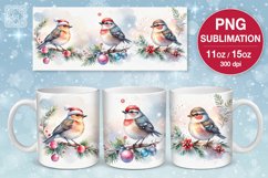 Christmas Bird mug wrap. 11&amp;15oz Product Image 1