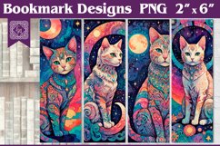 Celestial Cat Printable Bookmark 4 PNG Product Image 1