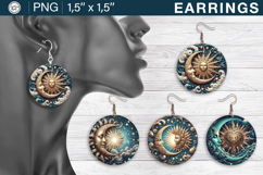 Day &amp; Night earrings sublimation designs, 3 PNG Product Image 1