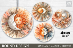 Round Pattern. Day &amp; Night. Coaster/keychain/magnets PNG Product Image 1