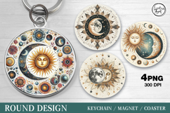 Round Pattern. Day &amp; Night. Coaster/keychain/magnets PNG Product Image 1