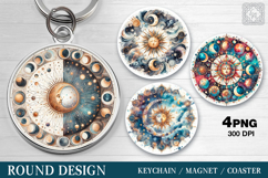 Round Pattern. Day &amp; Night. Coaster/keychain/magnets PNG Product Image 1