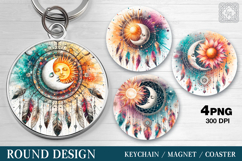 Round Pattern. Day &amp; Night. Coaster/keychain/magnets PNG Product Image 1