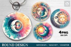 Round Pattern. Day &amp; Night. Coaster/keychain/magnets PNG Product Image 1