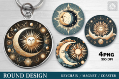 Round Pattern. Day &amp; Night. Coaster/keychain/magnets PNG Product Image 1