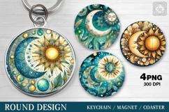 Round Pattern. Day &amp; Night. Coaster/keychain/magnets PNG Product Image 1