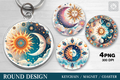 Round Pattern. Day &amp; Night. Coaster/keychain/magnets PNG Product Image 1