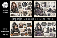 Cozy Halloween digital papers. Junk Journal page. Scrapbook Product Image 1