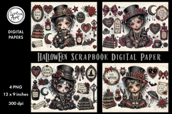 Gothic Halloween digital papers. Junk Journal page. Scrapboo Product Image 1