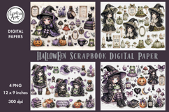 Little Witch digital papers. Junk Journal page. Scrapbook Product Image 1