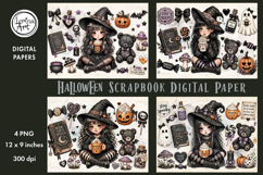 Little Witch digital papers. Junk Journal page. Scrapbook Product Image 1