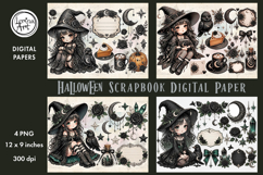 Little Witch digital papers. Junk Journal page. Scrapbook Product Image 1