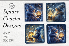 Cute Gnomes Christmas Coaster Design, 4 PNG Product Image 1