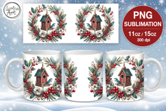 Christmas mug wrap. 11&amp;15oz Bird House Product Image 1