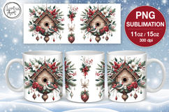 Christmas mug wrap. 11&amp;15oz Bird House Product Image 1