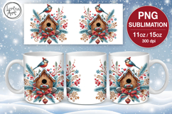 Christmas mug wrap. 11&amp;15oz Bird House Product Image 1