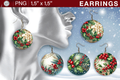 Christmas earrings sublimation designs, 4 PNG Product Image 1