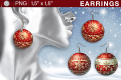 Christmas earrings sublimation designs, 4 PNG Product Image 1