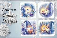 Cute Gnomes Christmas Coaster Design, 4 PNG Product Image 1