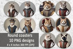 Historical costume cats Round Coaster bundle|cat in medieval Product Image 1