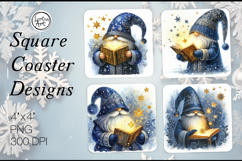 Cute Gnomes Christmas Coaster Design, 4 PNG Product Image 1