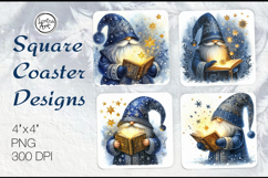 Cute Gnomes Christmas Coaster Design, 4 PNG Product Image 1