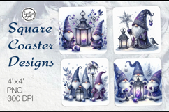 Cute Gnomes Christmas Coaster Design, 4 PNG Product Image 1