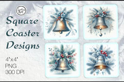 Frosty Bell Coasters | Christmas Coaster Design, 4 PNG Product Image 1