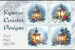 Frosty Holiday Lantern Coasters | Christmas Coaster Design Product Image 1