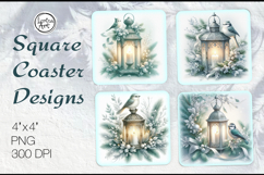 Frosty Holiday Lantern Coasters | Christmas Coaster Design Product Image 1