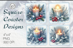 Frosty Candle Coasters | Christmas Coaster Design, 4 PNG Product Image 1