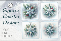 Frosty Holiday Coasters | Christmas Coaster Design, 4 PNG Product Image 1