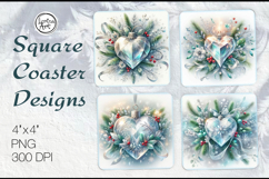 Frosty Holiday Coasters | Christmas Coaster Design, 4 PNG Product Image 1