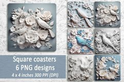 3D birds Square Coasters | Coaster Sublimation design bundle Product Image 1