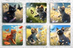 Cat Square Coasters | Summer Cat Sublimation Coaster bundle Product Image 2