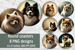 Vintage Pomeranian Dog Round Coaster|Round coasters bundle Product Image 1
