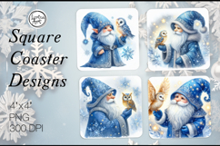 Cute Gnomes Christmas Coaster Design, 4 PNG Product Image 1