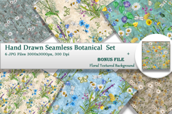 Hand Drawn Seamless Textured Floral Set &amp; Bonus Product Image 1